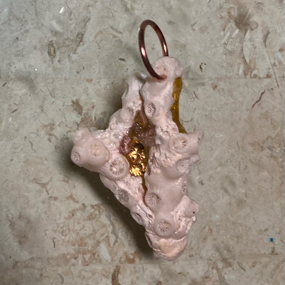 Ocean Art, beautiful Coral with yellow and gold.